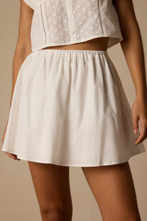 Sasha Ivory Cotton Skater Mini Skirt