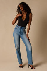 Emerson Black Slinky Knit Cross-Back Bodysuit