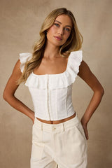 Cosette Ivory Eyelet Embroidered Ruffled Top