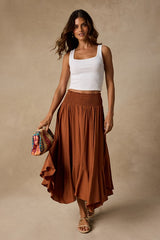 Merida Rust Smocked Midi Skirt