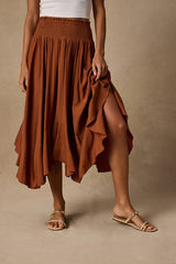 Merida Rust Smocked Midi Skirt