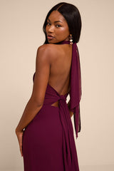 Miselle Plum Mock Neck Maxi Dress