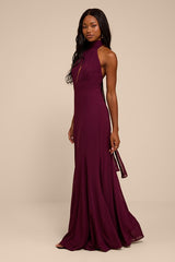 Miselle Plum Mock Neck Maxi Dress