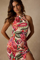 Paloma Ivory Multi Floral Halter Midi Dress