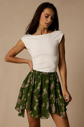 Rylan Dark Green Floral Skater Mini Skirt