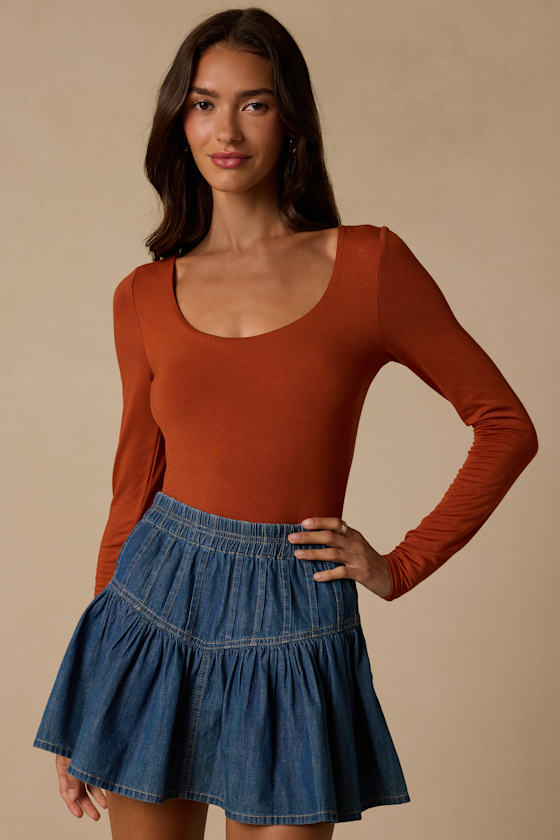 Easily Loved Rust Long Sleeve Bodysuit