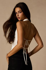 Luz Ivory Cowl Neck Backless Top