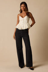 Pauleena Ivory Embroidered Peplum Top