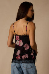 Dulsia Black Multi Floral Lace Cami Top