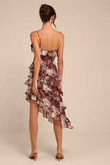 Sinclair Brown Floral Ruffled Midi Dress