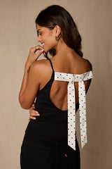 Giovanna Black Jersey Knit Bow Tank Top