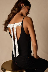 Giovanna Black Jersey Knit Bow Tank Top