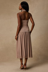 Drusilla Taupe Drop Waist Midi Dress