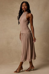 Drusilla Taupe Drop Waist Midi Dress