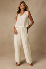 June Cream Crochet Lace Tank Top