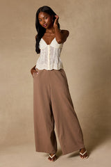 Cooper Light Brown Wide-Leg Pants