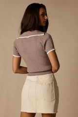 Dacus Taupe Ribbed Knit Sweater Top