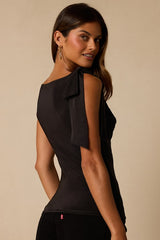 Nerida Black Slinky Knit Cowl Neck Bodysuit