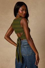 Prestyn Olive Tie-Back Tank Top