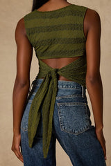 Prestyn Olive Tie-Back Tank Top