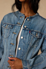 Sculpted Trucker Medium Wash Denim Jacket