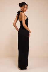 Ellisyn Black Ponte Knit Halter Maxi Dress