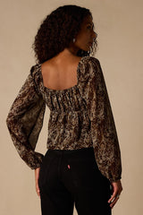 Yara Brown Multi Paisley Long Sleeve Top