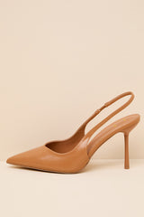 Lonnie Tan Pointed-Toe Slingback Pumps