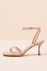 Salix Light Nude Suede Ankle Strap High Heel Sandals