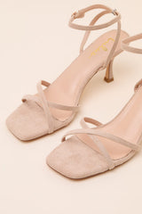 Salix Light Nude Suede Ankle Strap High Heel Sandals