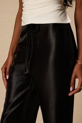Kyle Black Satin Cropped Pants