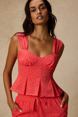 Marion Coral Floral Peplum Top
