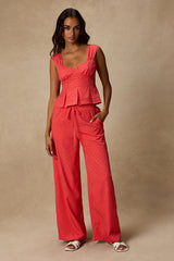 Marion Coral Floral Peplum Top