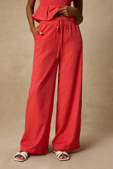 Marion Coral Floral Wide-Leg Pants