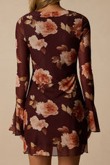 Hayden Brown Multi Floral Mesh Mini Dress