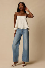 Junya Ivory Sequin Bow Cami Top