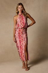 Lindley Pink Multi Boho Print Halter Top