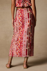 Lindley Pink Multi Boho Print Midi Skirt
