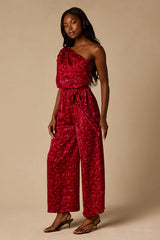 Diana Red Floral One-Shoulder Jumpsuit