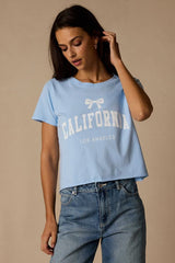 California Light Blue Cropped Graphic Tee