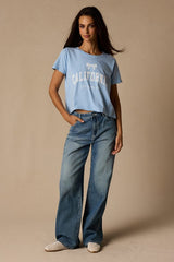 California Light Blue Cropped Graphic Tee