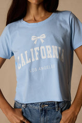 California Light Blue Cropped Graphic Tee