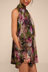 Helsi Green Multi Floral Long Sleeve Mini Dress