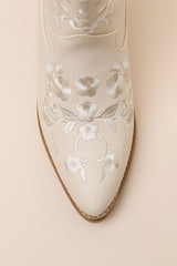 Calico Ivory Embroidered Western Ankle Booties