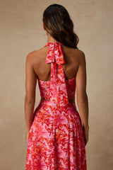 Nashira Pink Multi Floral Halter Top