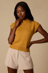 Tilda Yellow Cap Sleeve Scalloped Sweater Top