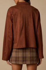 Hilary Brown Suede Collared Jacket