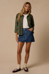 Hilary Olive Suede Collared Jacket