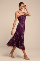 Ronette Plum Floral Embroidered Midi Dress