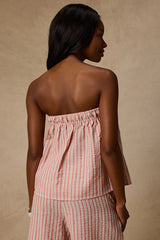 Billie Pink Striped Cotton Strapless Top